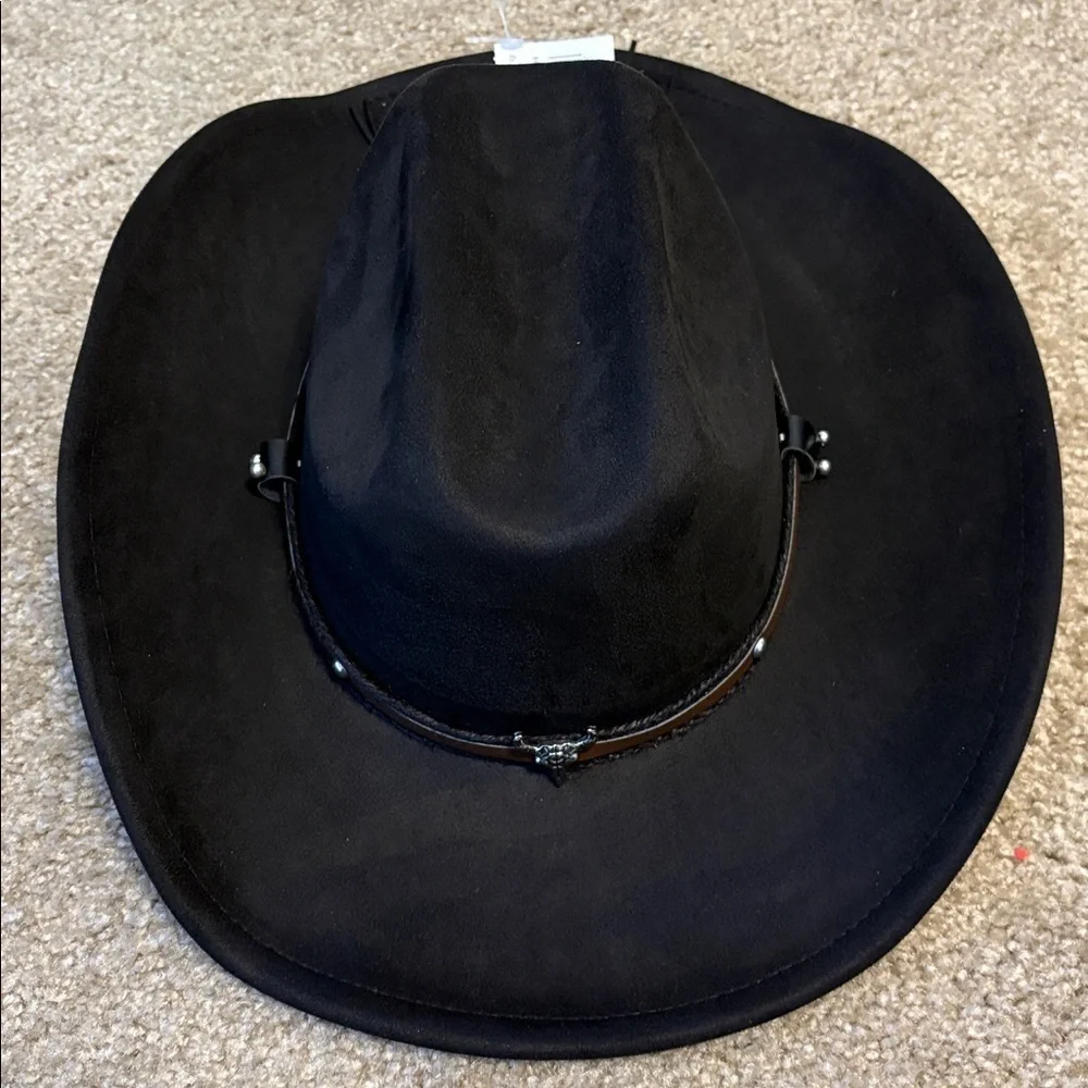 NWT Black Faux Suede Western Cowboy Hat